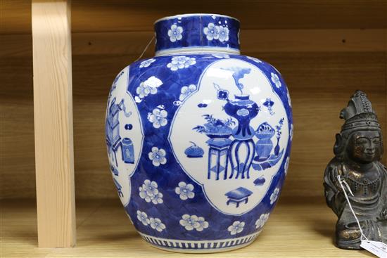 A 19th century Chinese blue and white jar and cover height 29cm